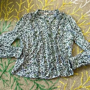 Boden cotton floral ruffle button-down jersey top 12